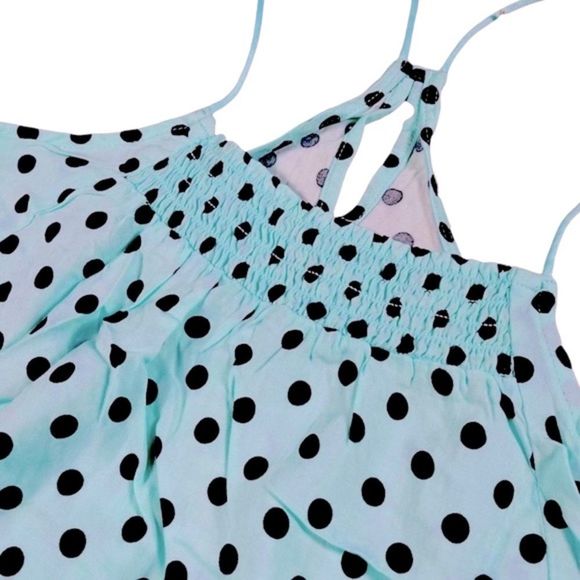 4/$32 No Boundaries size medium teal/light blue top black polka dots keyhole NWT - Picture 7 of 16